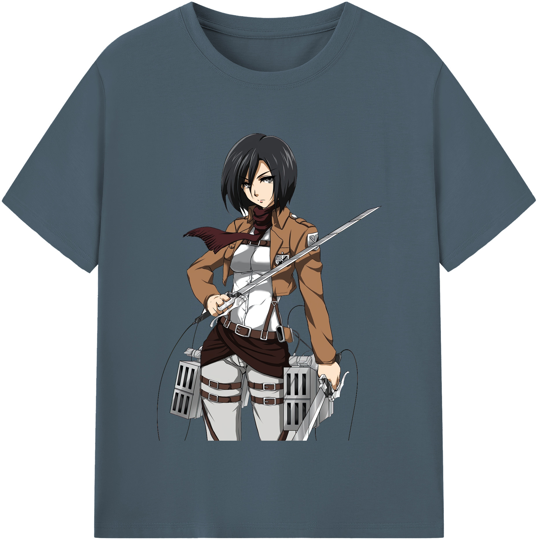 （画像用） 進撃の巨人 ミカサ·アッカーマン Attack on Titan Mikasa Ackerman 綿100％半袖Tシャツ（フロントプリント）